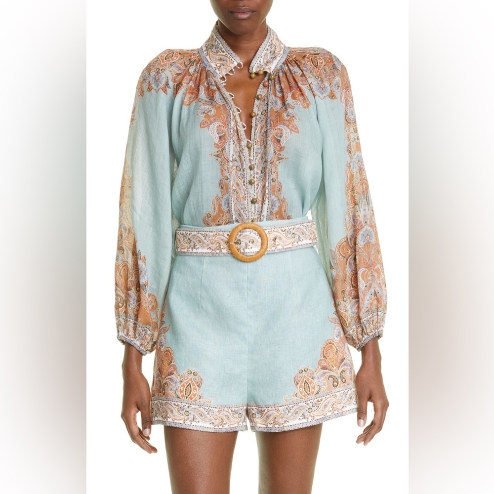 Zimmermann Devi Billow Ramie Blouse & Devi Tuck Short Set - Picture 4 of 17